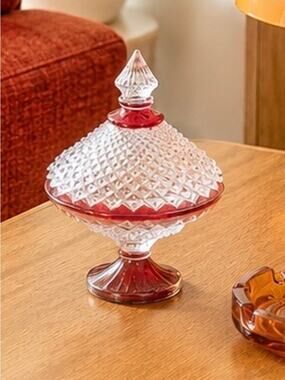 1950's Indiana Glass Diamond Point Candy Jar